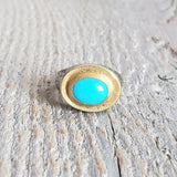 Ring with natural turquoise made with 925 silver and 24 kt gold