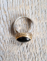 Ring with green tourmaline made with 925 silver and 22 kt gold