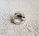 Ring with green tourmaline made with 925 silver and 22 kt gold