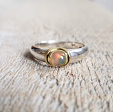 Ring with fire opal made in 925 silver and 10 kt gold