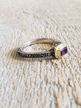 Ring with a pink tourmaline made with 925 silver and 18 kt gold