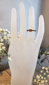 Ring with a pink tourmaline made with 925 silver and 18 kt gold