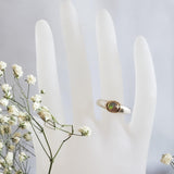 Ring with fire opal made in 925 silver and 10 kt gold