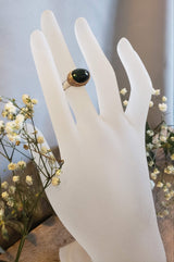 Ring with green tourmaline made with 925 silver and 22 kt gold