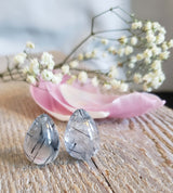 Pair of black rutilated quartz