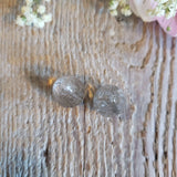 Pair of gold rutilated quartz