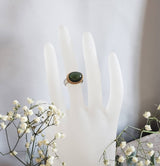 Ring with green tourmaline made with 925 silver and 22 kt gold
