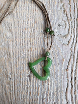 Necklace with nephrite jade  “Heart” pendant