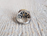 Ring with natural turquoise made with 925 silver and 24 kt gold