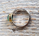 Ring with cabochon emerald made with 925 silver and 18 kt gold