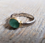 Ring with cabochon emerald made with 925 silver and 18 kt gold