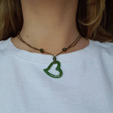 Necklace with nephrite jade  “Heart” pendant