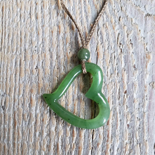 Necklace with nephrite jade  “Heart” pendant