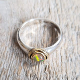 Ring with fire opal made in 925 silver and 10 kt gold 