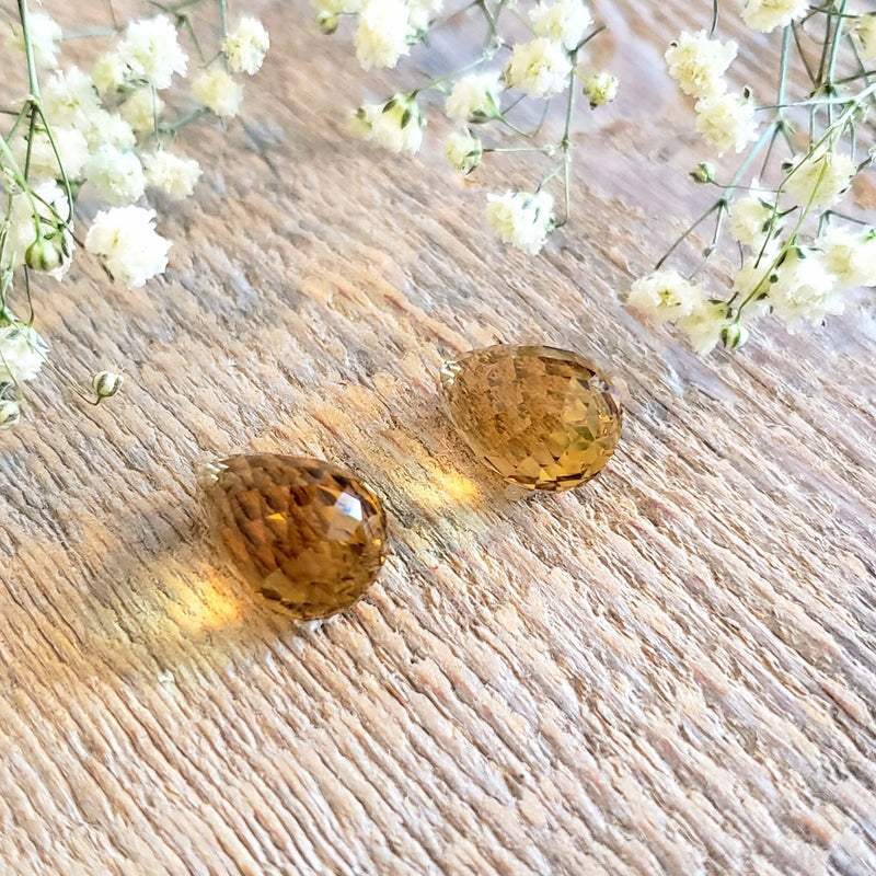 Pair of honey quartz