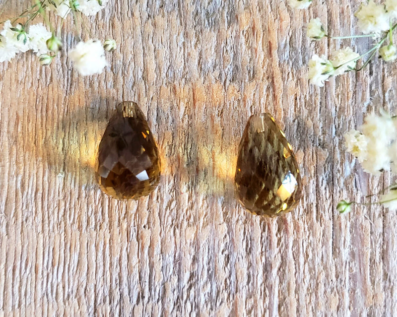 Pair of honey quartz