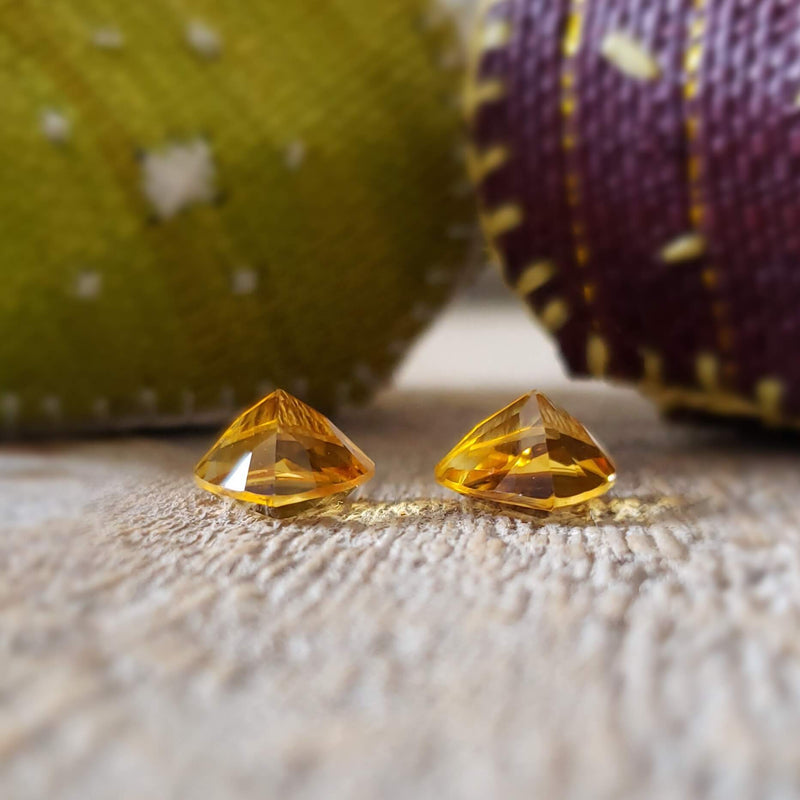 Citrine, quartz - Pair