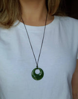 Necklace with nephrite jade pendant "Circle of life"